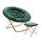 Emma and Oliver Ersa Oversize Folding Saucer Moon Chair and Ottoman for Dorm and Bedroom with Steel Frames